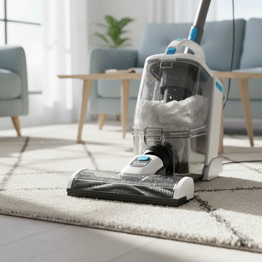 Cleaning vacuum cleaner in the cleaning process